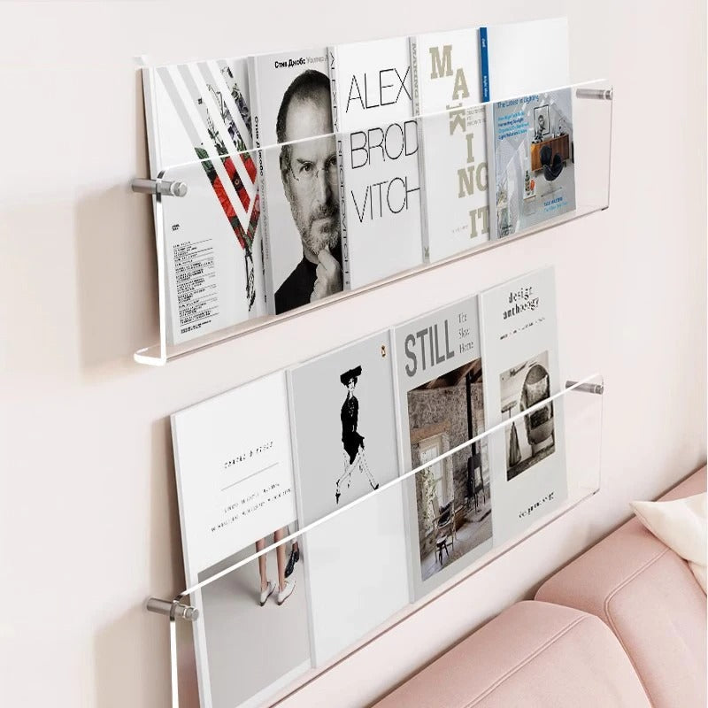 Wandregal PVC schwebender Zeitschriftenhalter 40cm 50cm 80cm Bücher Wohnzimmer Modern | Restfield
