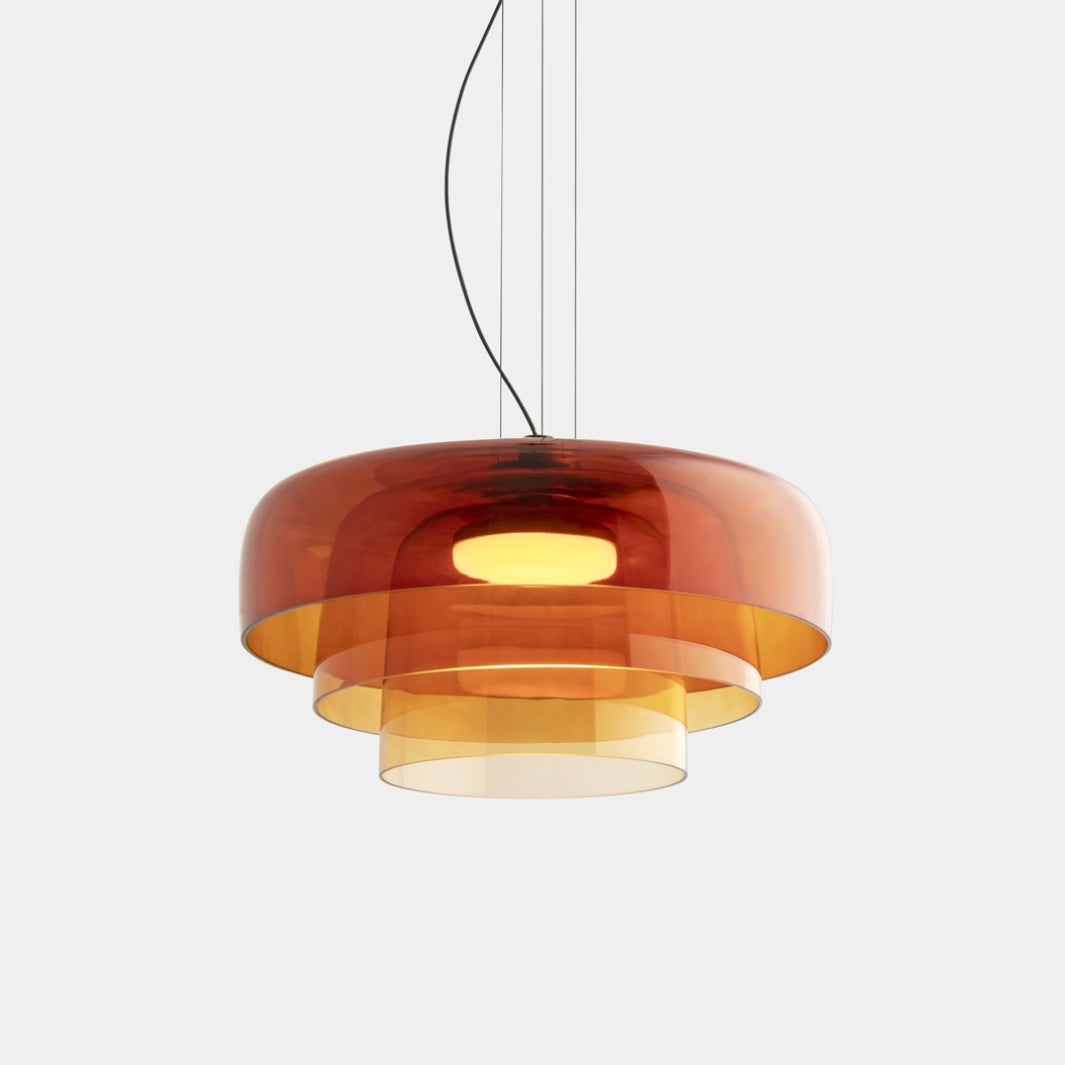 Suspension Verre Design Nordique Superposé 1 2 3 Niveaux Orange Vert Gris Salle à Manger Cuisine Salon Suspension Lumière Chaude LED Réglable