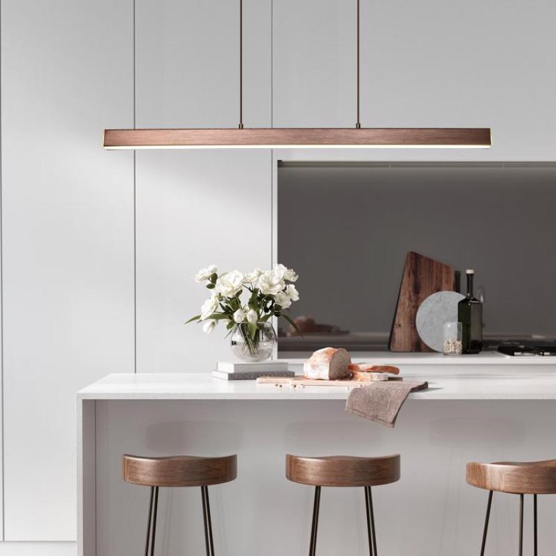 Linear LED Pendant Light Metal Black Brown Dimmable Modern Design Dining Table Kitchen Island Dining Area Lighting | Sansoti