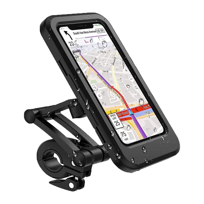 Waterdichte Telefoonhouder voor Fiets met 15W Draadloze Powerbank Zwart | Sansoti