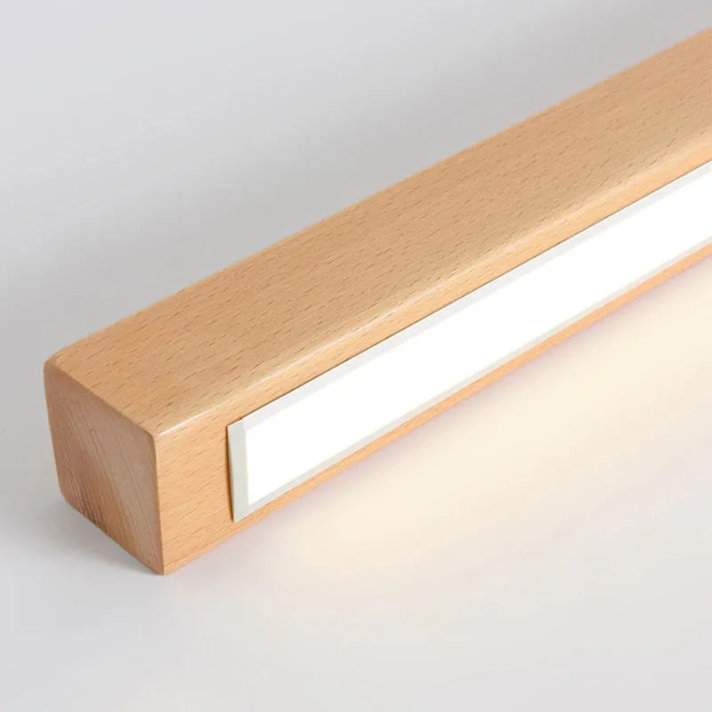 Plafonnier linéaire en bois et acrylique 60 cm 100 cm à LED, trois modes d’éclairage, design moderne scandinave, chambre | Sansoti