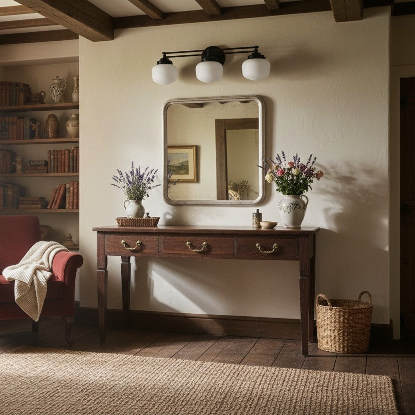 Globe Wandlamp Klassieke Badkamer Schoolhouse Verlichting Mat Opaal Glas voor Spiegel en Wastafel | Sansoti