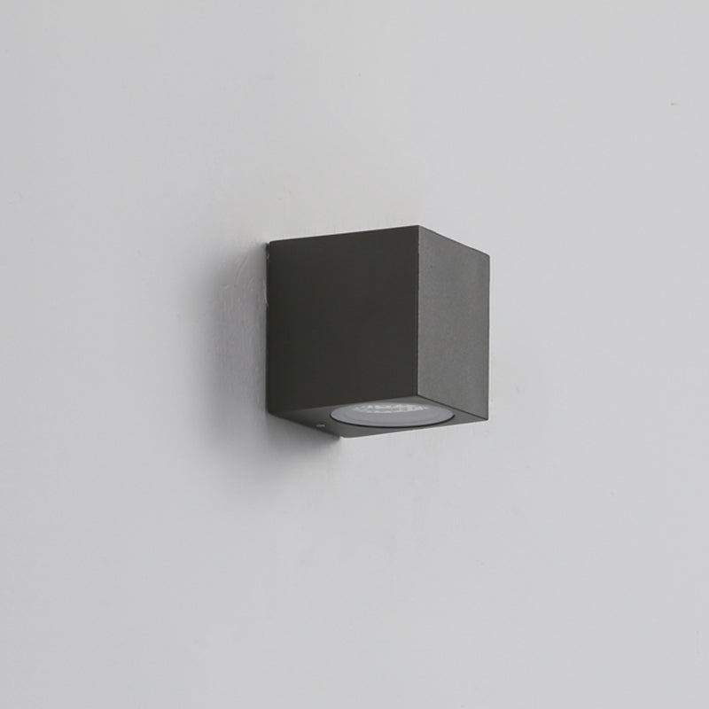 Square Outdoor Wall Light in Black Metal with Glass, LED 5W-10W, for Garden, Entrance, and Patio, Minimalist Modern Design | Sansoti