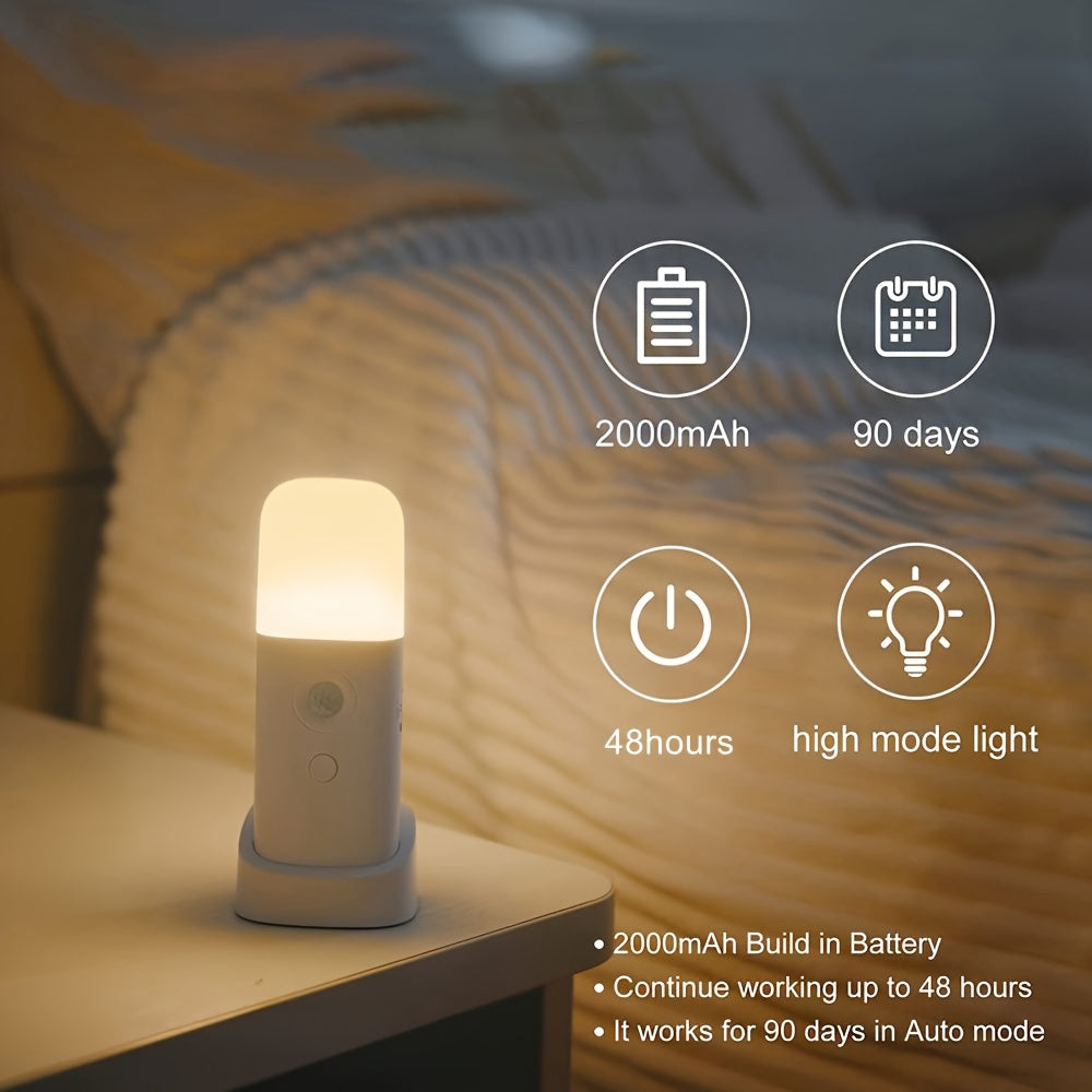 LED Nachtlamp Bewegingssensor USB-oplaadbaar 2000mAh wit slaapkamer gang dimbaar draadloos lampje | Sansoti