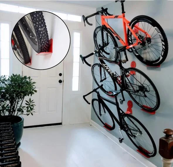 Metalowy uchwyt rowerowy do montażu na ścianie, oszczędzający miejsce, poziomy system zawieszania, czarny, do roweru szosowego MTB i roweru górskiego | Sansoti
