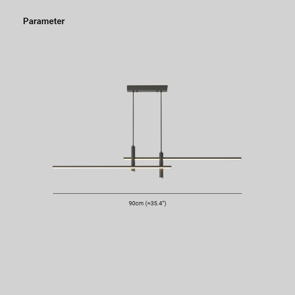 Linear Pendant Light Metal Adjustable Cord Dining Room Kitchen Island Spotlights Black Gold 90-120cm Modern Design | Sansoti
