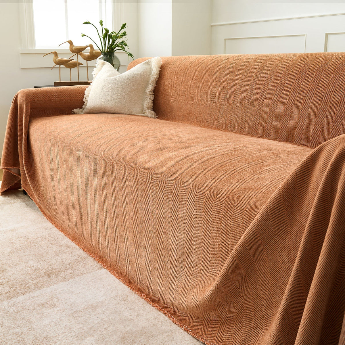 Fischgrätstruktur Sofabezug Haustierfreundlich Wasserabweisender Möbelschutz Textilgewebe Sofa Cover | Sansoti