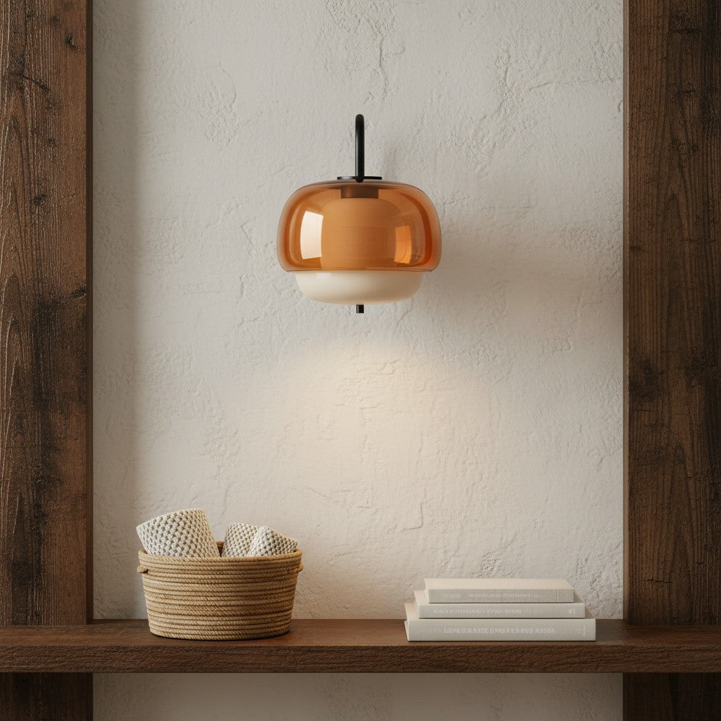 Gekleurde Glazen Wandlamp met Ronde Kap – Groen, Roze, Oranje – Moderne LED Verlichting | Sansoti