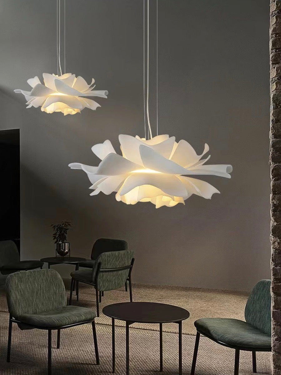 Handgemaakte Acryl Hanglamp Lotus Bloem Wit Scandinavisch Design | Sansoti