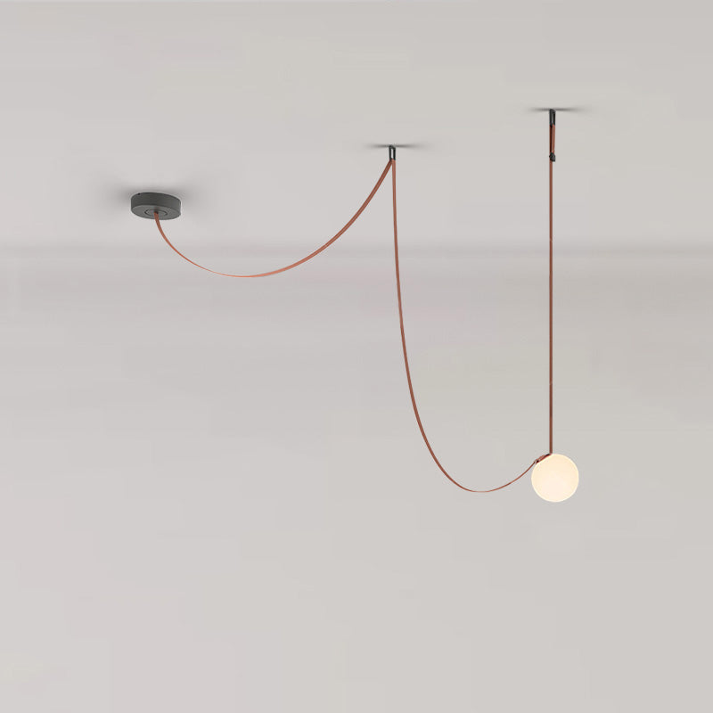 Hanglamp Leer Glas Bollen Luxe Verstelbaar Warm Wit Woonkamer Eetkamer | Sansoti