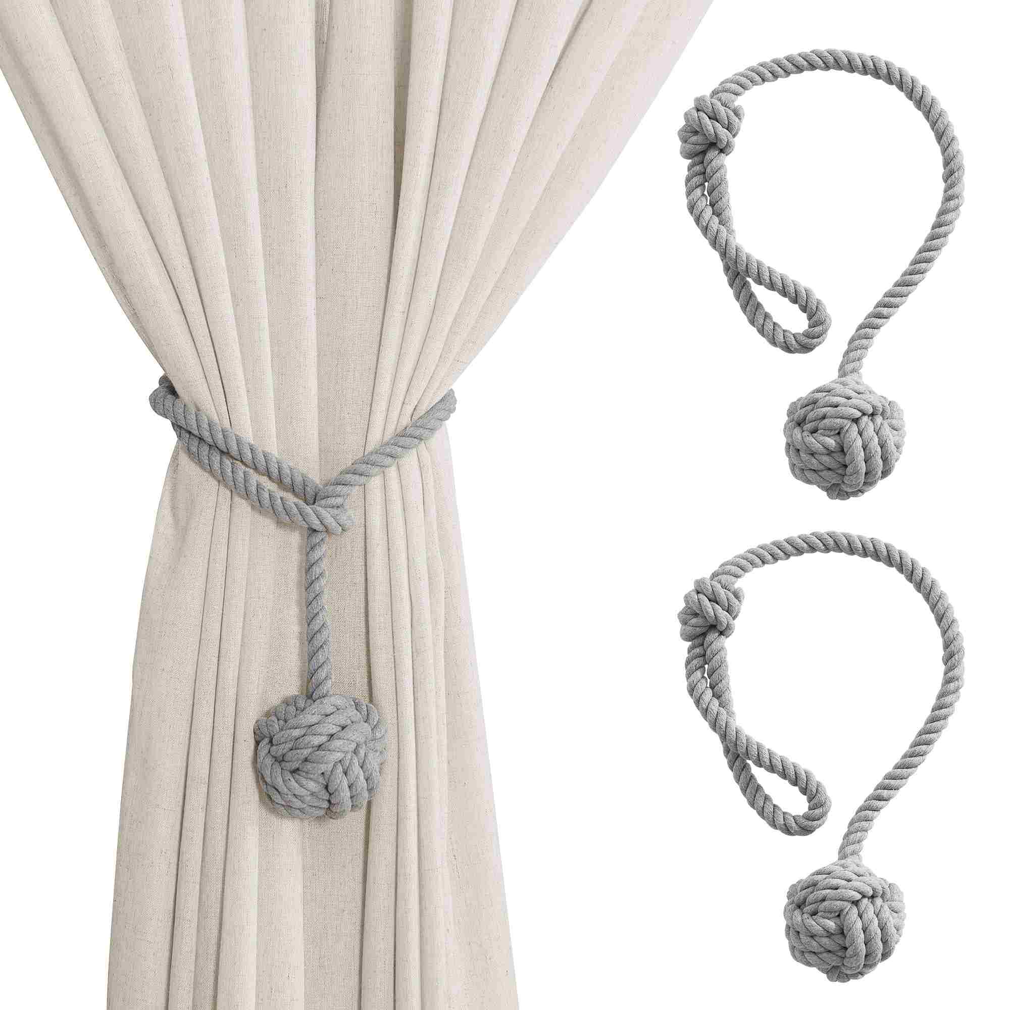 Macramé Gordijnhouders met Houten Stok – Handgeweven Katoenen Tie Backs voor Natuurlijke Boho Stijl | Sansoti