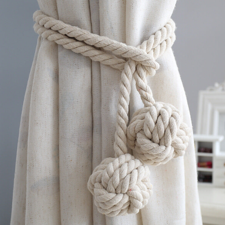 Macramé Gordijnhouders met Houten Stok – Handgeweven Katoenen Tie Backs voor Natuurlijke Boho Stijl | Sansoti