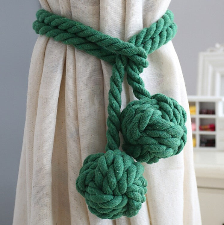 Macramé Gordijnhouders met Houten Stok – Handgeweven Katoenen Tie Backs voor Natuurlijke Boho Stijl | Sansoti