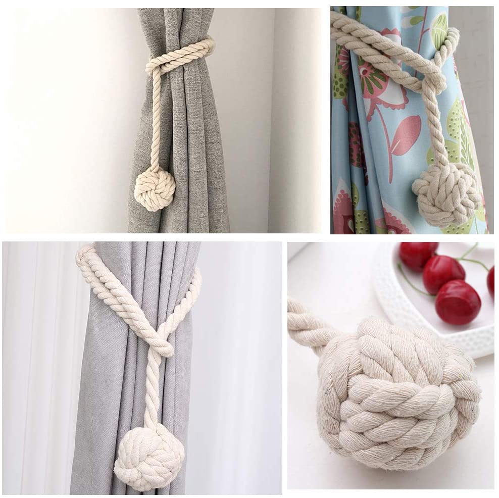Macramé Gordijnhouders met Houten Stok – Handgeweven Katoenen Tie Backs voor Natuurlijke Boho Stijl | Sansoti