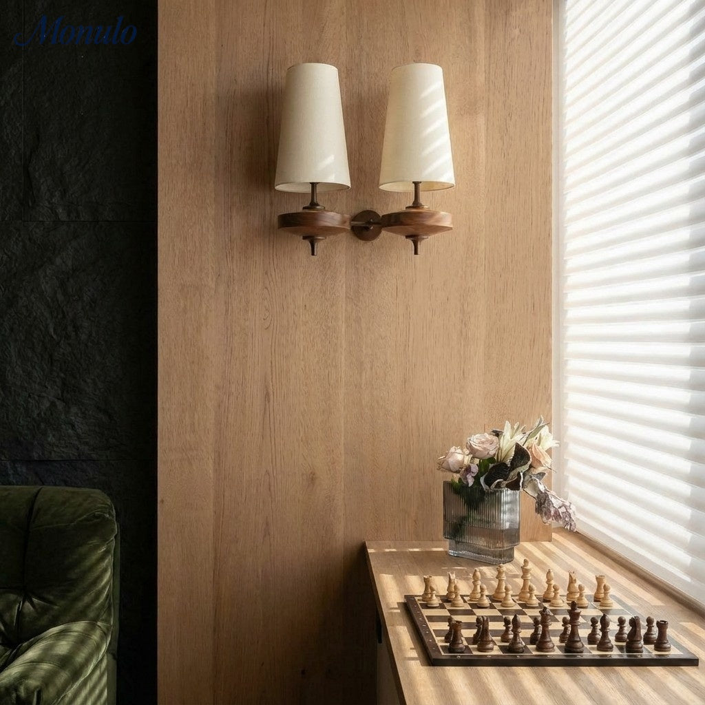 Retro Wandlamp met Stoffen Kap – Vintage Verlichting voor Slaapkamer | Sansoti