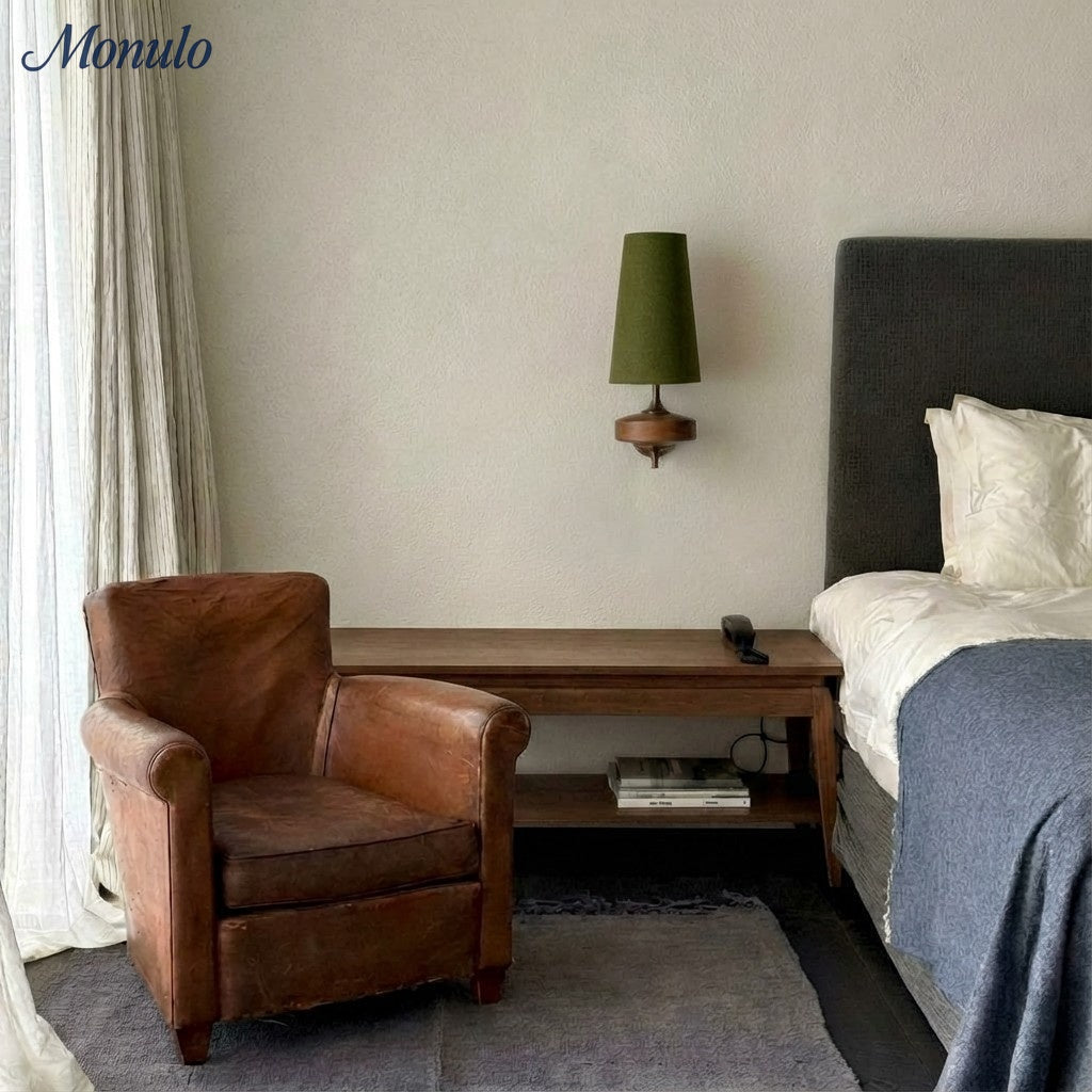 Retro Wandlamp met Stoffen Kap – Vintage Verlichting voor Slaapkamer | Sansoti
