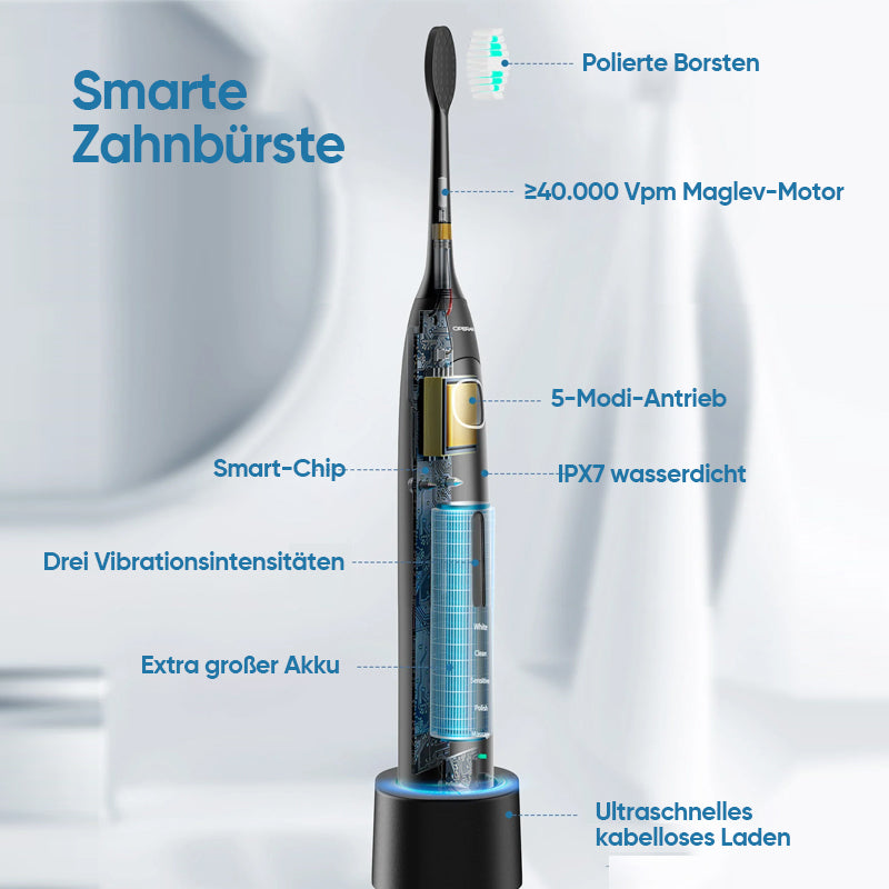 Elektrische Tandenborstel 40.000 Trillingen 6 Poetsmodi IPX7 Waterbestendig Timer Oplaadbaar Wit Zwart Roze | Sansoti