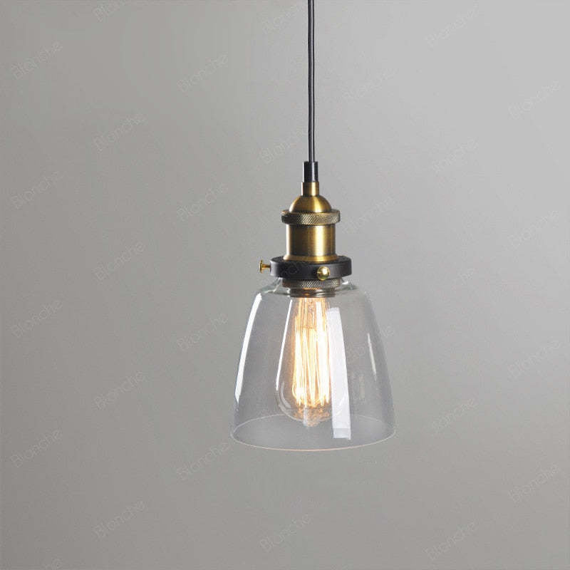 Industriële Glazen Hanglamp Metaal E27 Verstelbaar Snoer Transparant Amber Rookgrijs Binnenverlichting | Sansoti