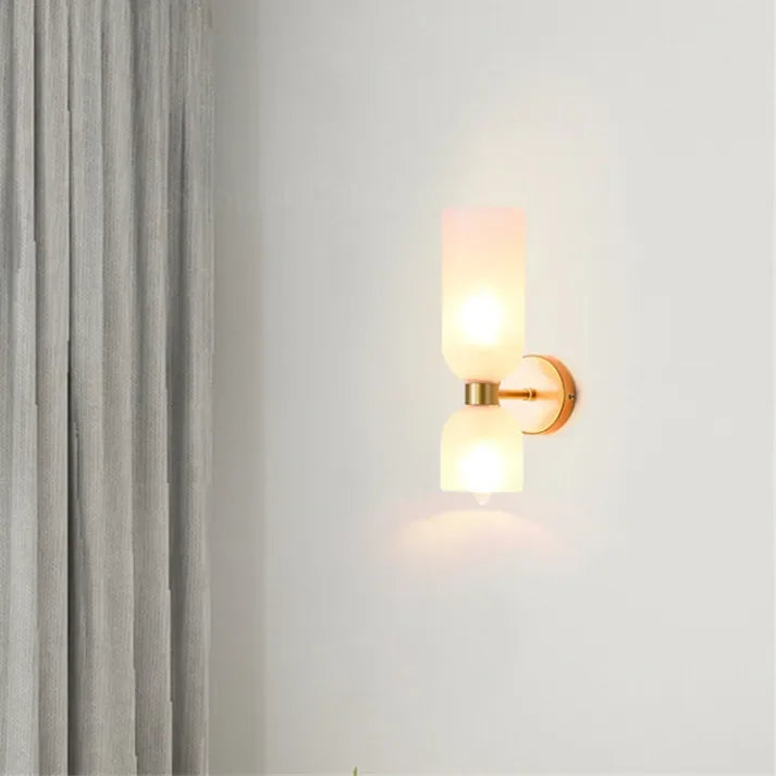 Wandleuchte Glas Gold Doppelschirm 35cm E14 Flur Wohnzimmer Schlafzimmer Modern Stilvoll | Restfield