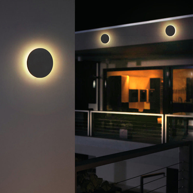 Minimalistische LED-Außenwandleuchte aus Metall, rund oder quadratisch, wasserdicht nach IP65, Gartenbeleuchtung für Flur und Terrasse | Sansoti