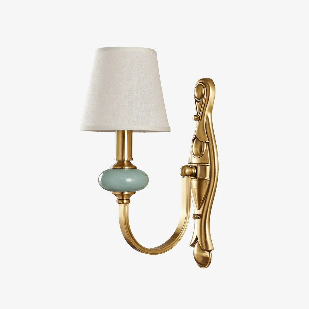 Keramische wandlamp met stoffen kap - 1 of 2 lichtpunten - E27 - diverse kleuren & stijlen | Sansoti