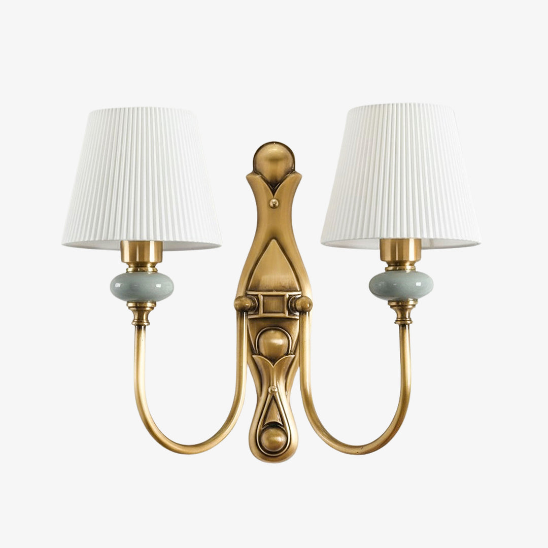 Keramische wandlamp met stoffen kap - 1 of 2 lichtpunten - E27 - diverse kleuren & stijlen | Sansoti