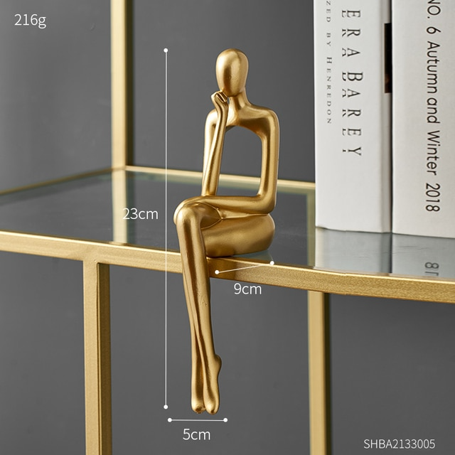 Zittende Abstracte Hars Sculptuur Figuur Modern Kunstobject Decoratief | Sansoti