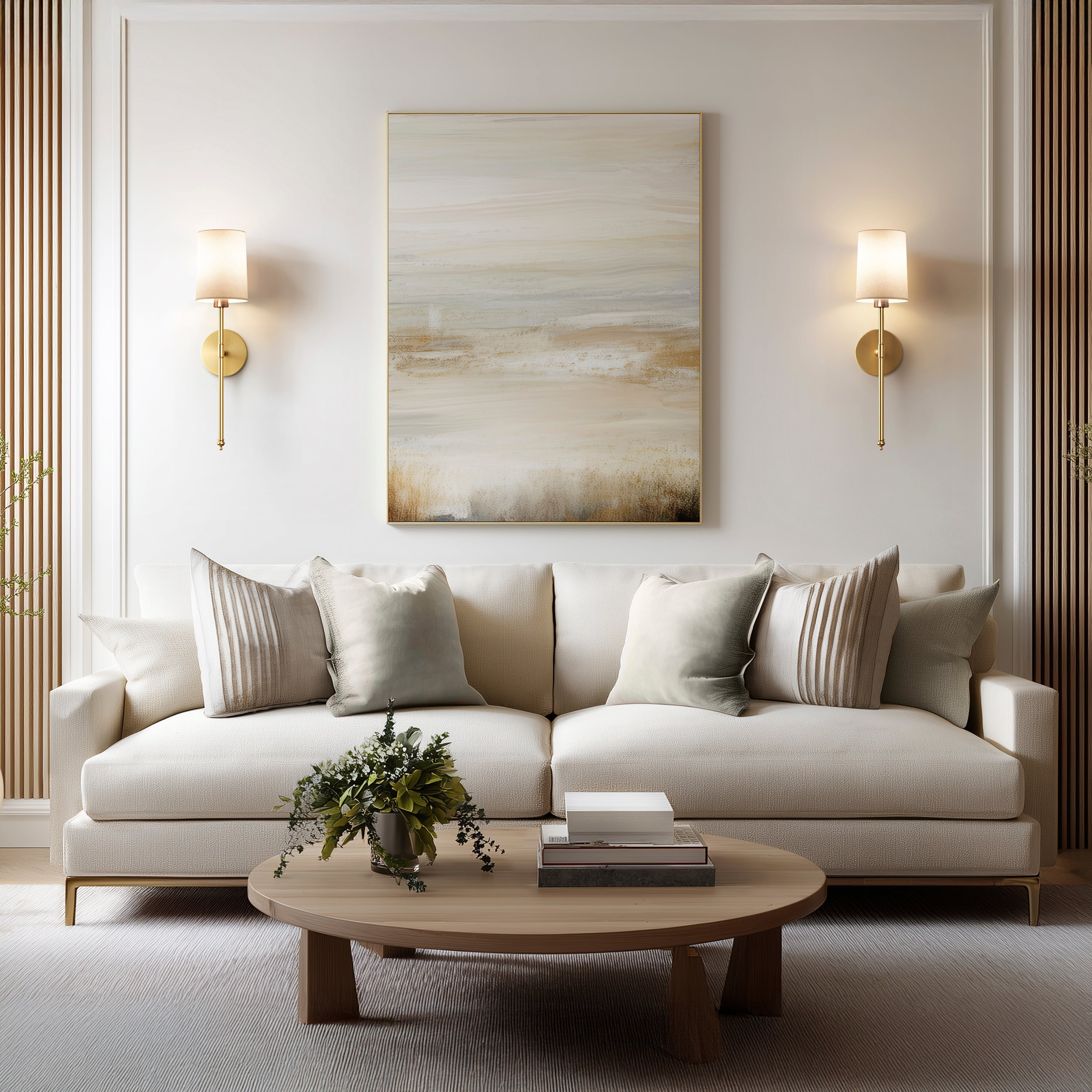 Wandlamp Goud Witte Cilinderkap Set 2 Draadloos Afstandsbediening Dimbaar RGB Slaapkamer | Sansoti