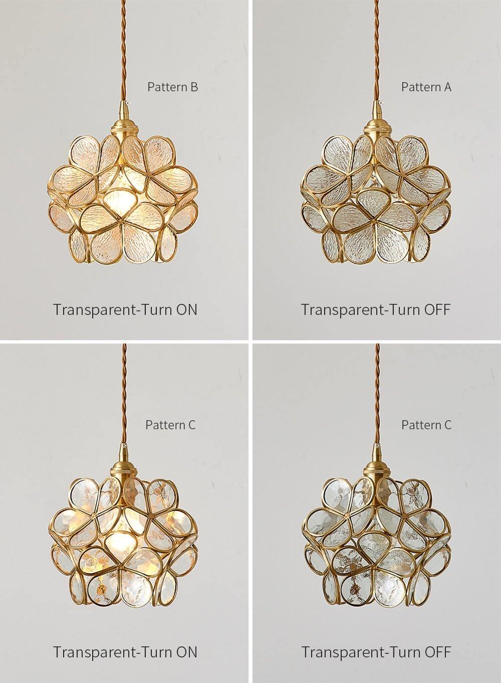 Glazen Bloembladlamp Hanglamp Messing Fitting Handgeblazen Glas Ø20cm Vijf Kleuren E26/E27 Pendelverlichting | Sansoti