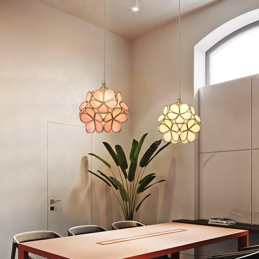 Glazen Bloembladlamp Hanglamp Messing Fitting Handgeblazen Glas Ø20cm Vijf Kleuren E26/E27 Pendelverlichting | Sansoti