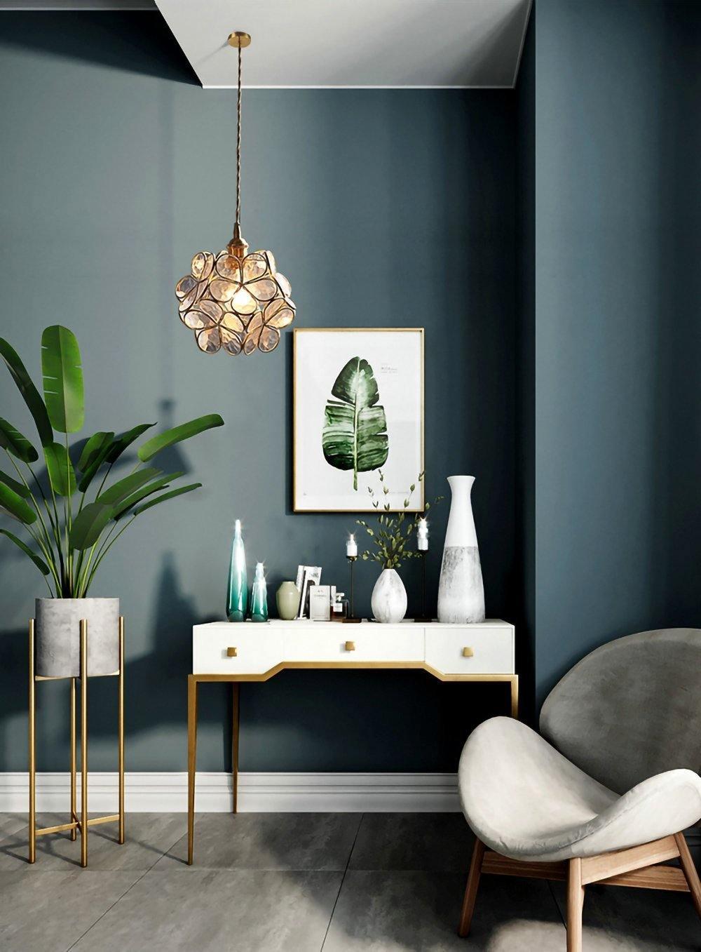 Glazen Bloembladlamp Hanglamp Messing Fitting Handgeblazen Glas Ø20cm Vijf Kleuren E26/E27 Pendelverlichting | Sansoti