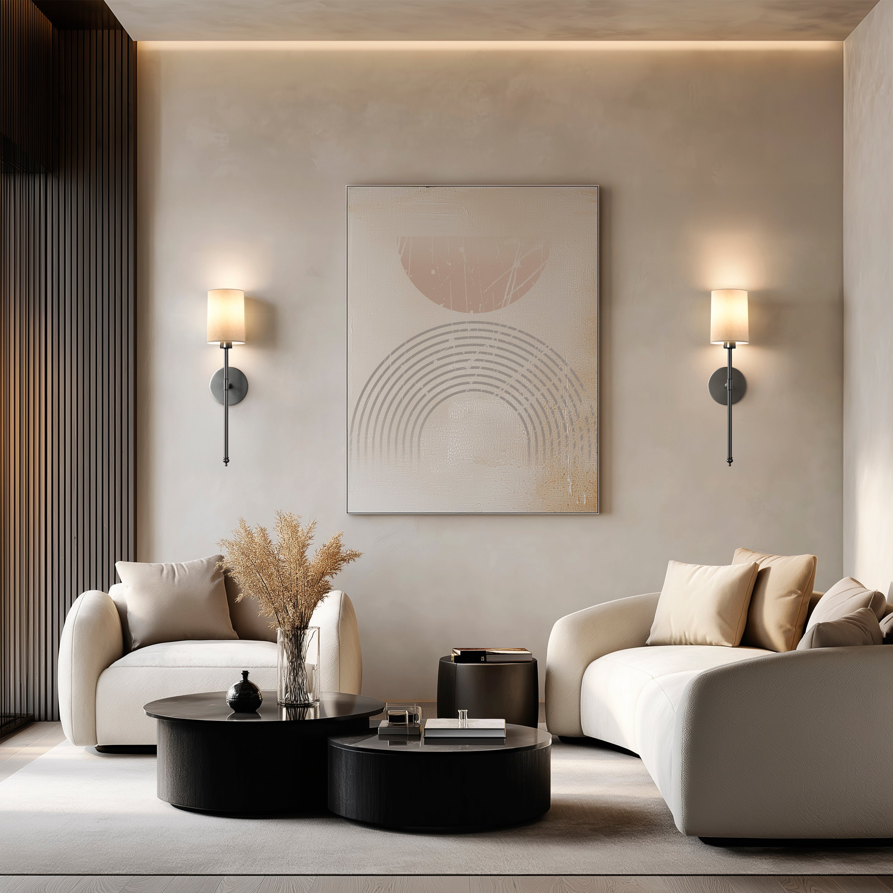 Wandlamp Goud Witte Cilinderkap Set 2 Draadloos Afstandsbediening Dimbaar RGB Slaapkamer | Sansoti