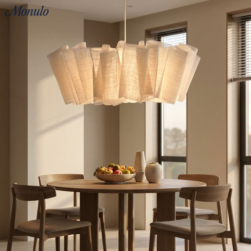 Geplisseerde Stoffen Hanglamp – Minimalistische Scandinavische Verlichting voor Eetkamer & Woonkamer | Sansoti