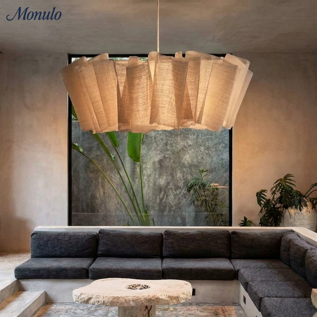 Geplisseerde Stoffen Hanglamp – Minimalistische Scandinavische Verlichting voor Eetkamer & Woonkamer | Sansoti