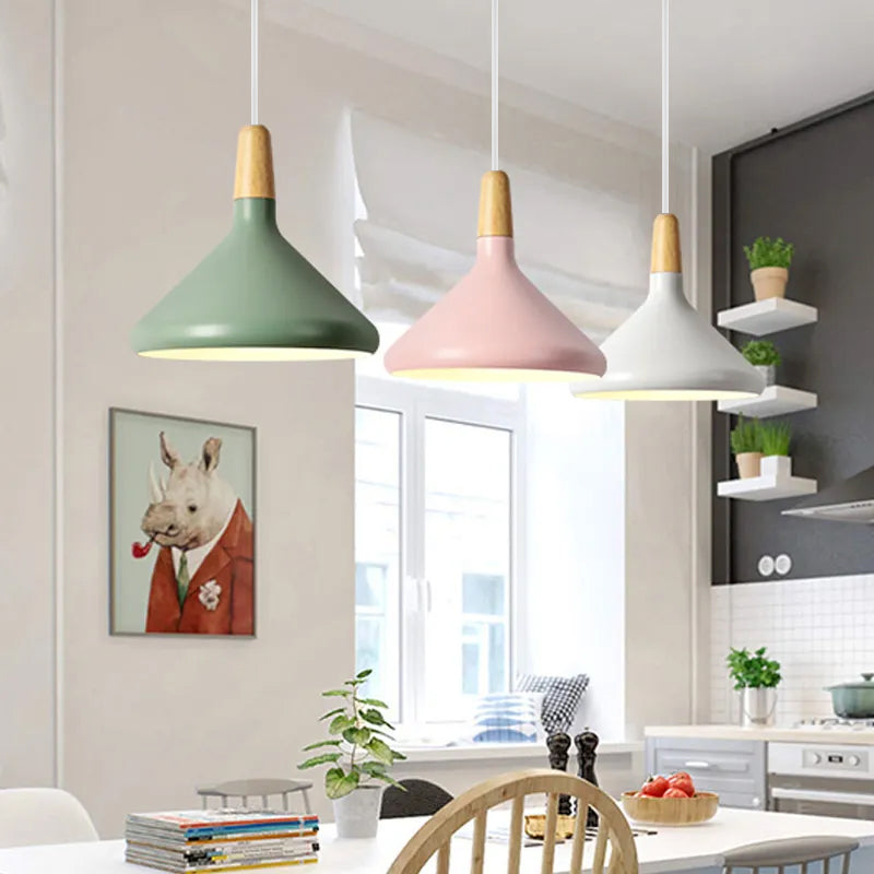 Hanglamp Scandinavisch Aluminium Hout Wit E27 Eettafel Woonkamer Minimalistisch Design Verlichting Keukeneiland | Sansoti