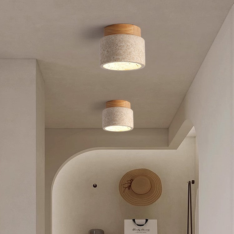 Cilestic Plafonnier Travertin Bois E27/E26 Beige Hall Chambre Salon Design Scandinave Moderne Éclairage Naturel de Plafond | Restfield