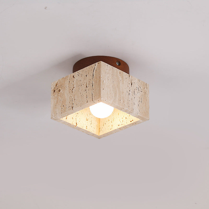 Cilestic Plafonnier Travertin Bois E27/E26 Beige Hall Chambre Salon Design Scandinave Moderne Éclairage Naturel de Plafond | Restfield