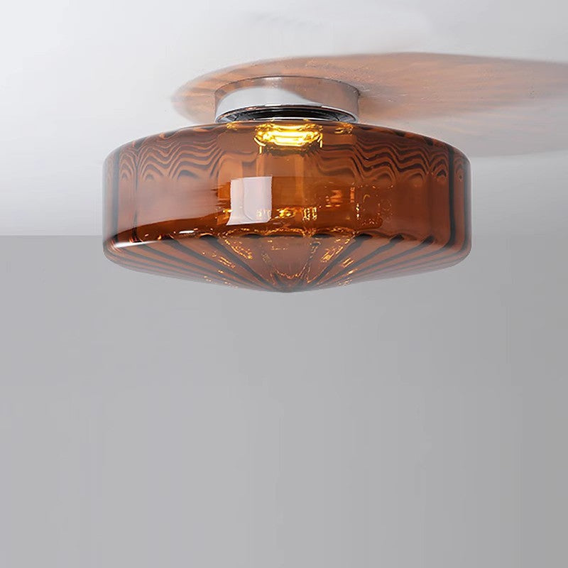 Vintage Geribbeld Glazen Plafondlamp Groen – Klassieke Verlichting voor Eetkamer, Entree & Gang | Sansoti