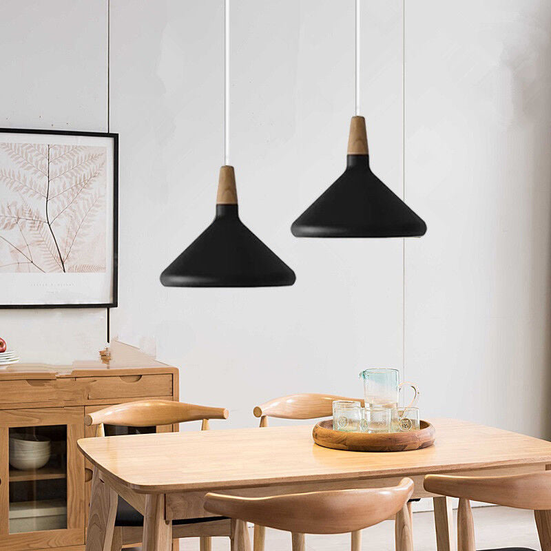 Hanglamp Scandinavisch Aluminium Hout Wit E27 Eettafel Woonkamer Minimalistisch Design Verlichting Keukeneiland | Sansoti
