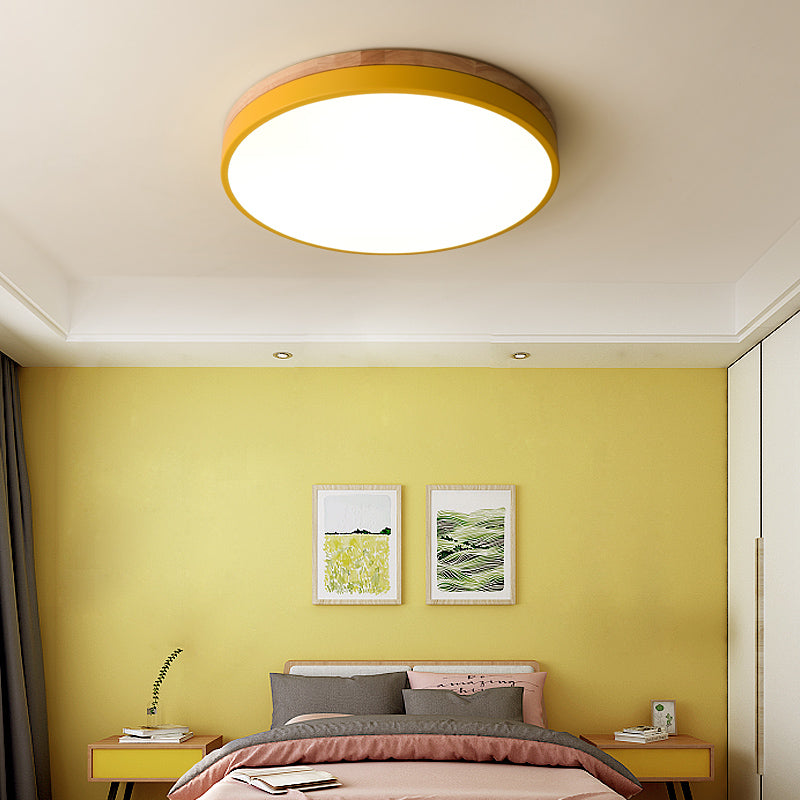 Plafondlamp Hout Rond LED met Acryl – Dimbaar Warm Licht Scandinavisch Design Woonkamer Slaapkamer 30cm 40cm 50cm 60cm | Sansoti