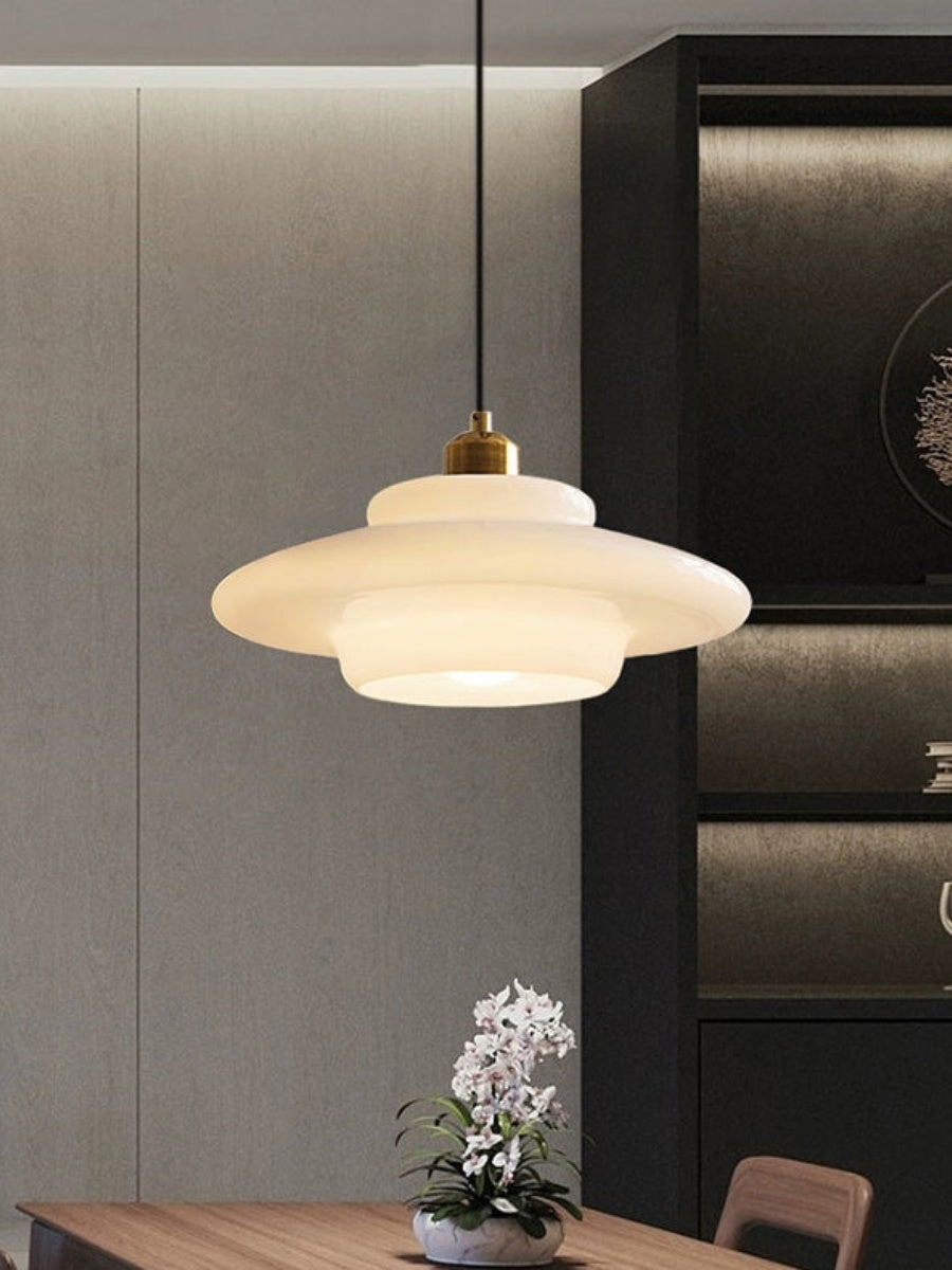 Glazen Hanglamp met Gelaagd Design – Melkwit Matglas voor Eetkamer en Woonkamer | Sansoti