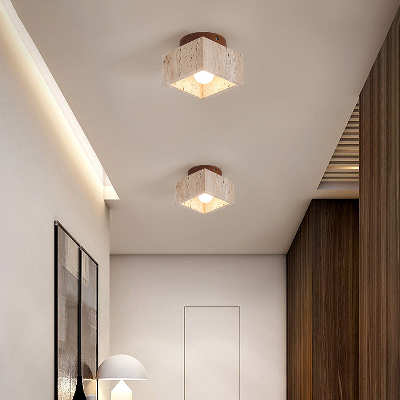 Cilestic Plafonnier Travertin Bois E27/E26 Beige Hall Chambre Salon Design Scandinave Moderne Éclairage Naturel de Plafond | Restfield