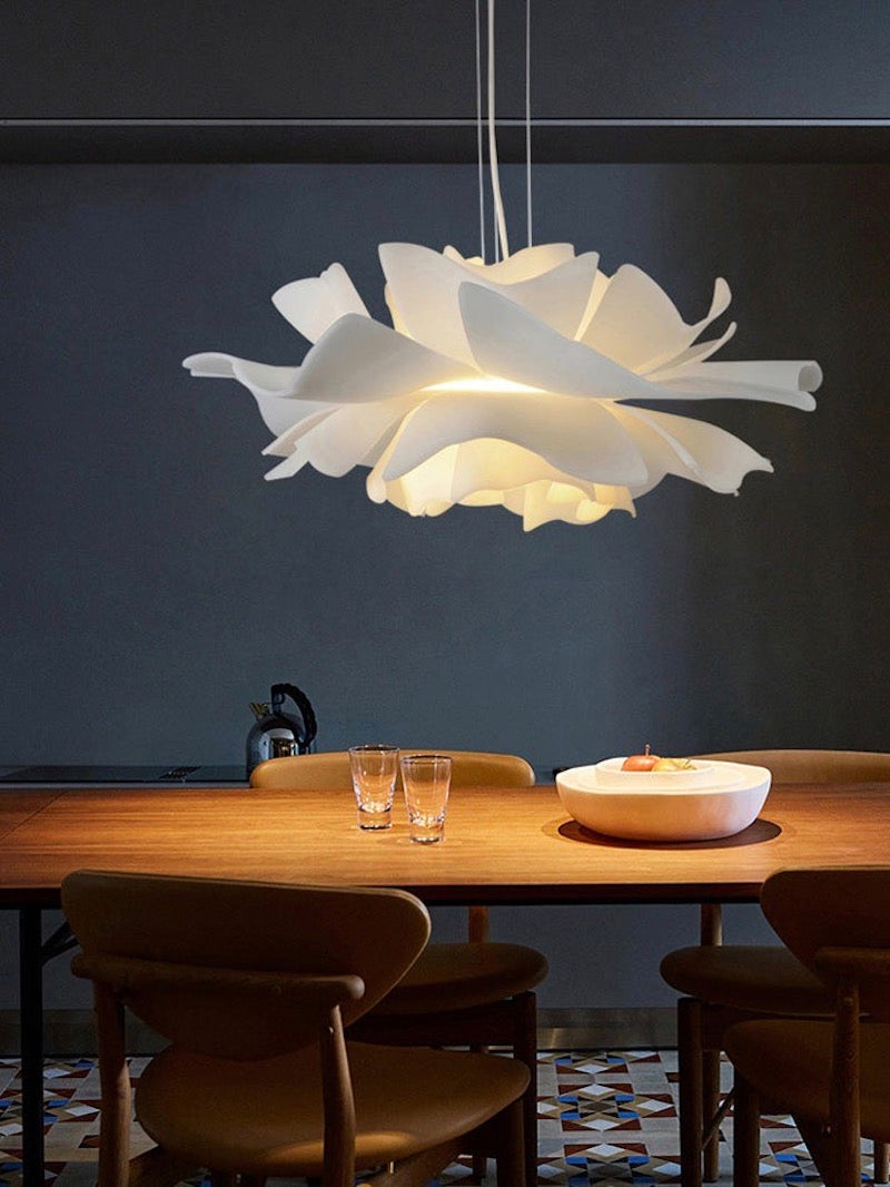 Handgemaakte Acryl Hanglamp Lotus Bloem Wit Scandinavisch Design | Sansoti