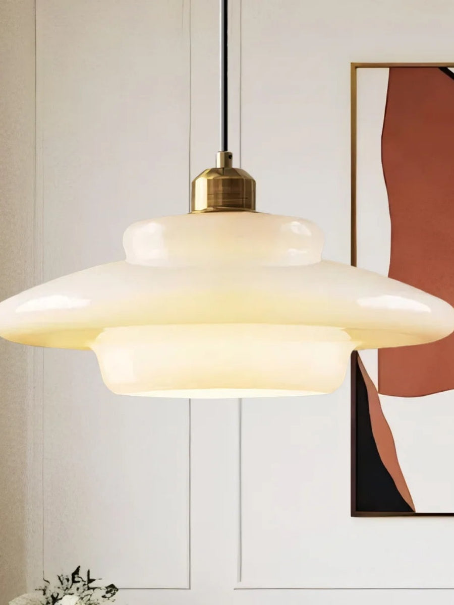Glazen Hanglamp met Gelaagd Design – Melkwit Matglas voor Eetkamer en Woonkamer | Sansoti