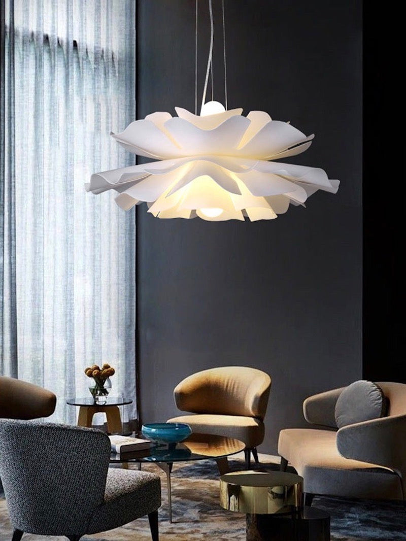 Handgemaakte Acryl Hanglamp Lotus Bloem Wit Scandinavisch Design | Sansoti