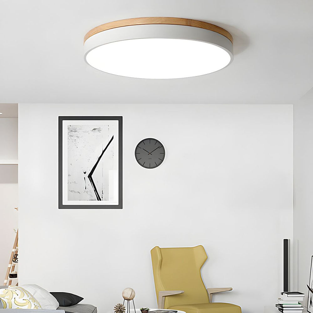 Plafondlamp Hout Rond LED met Acryl – Dimbaar Warm Licht Scandinavisch Design Woonkamer Slaapkamer 30cm 40cm 50cm 60cm | Sansoti