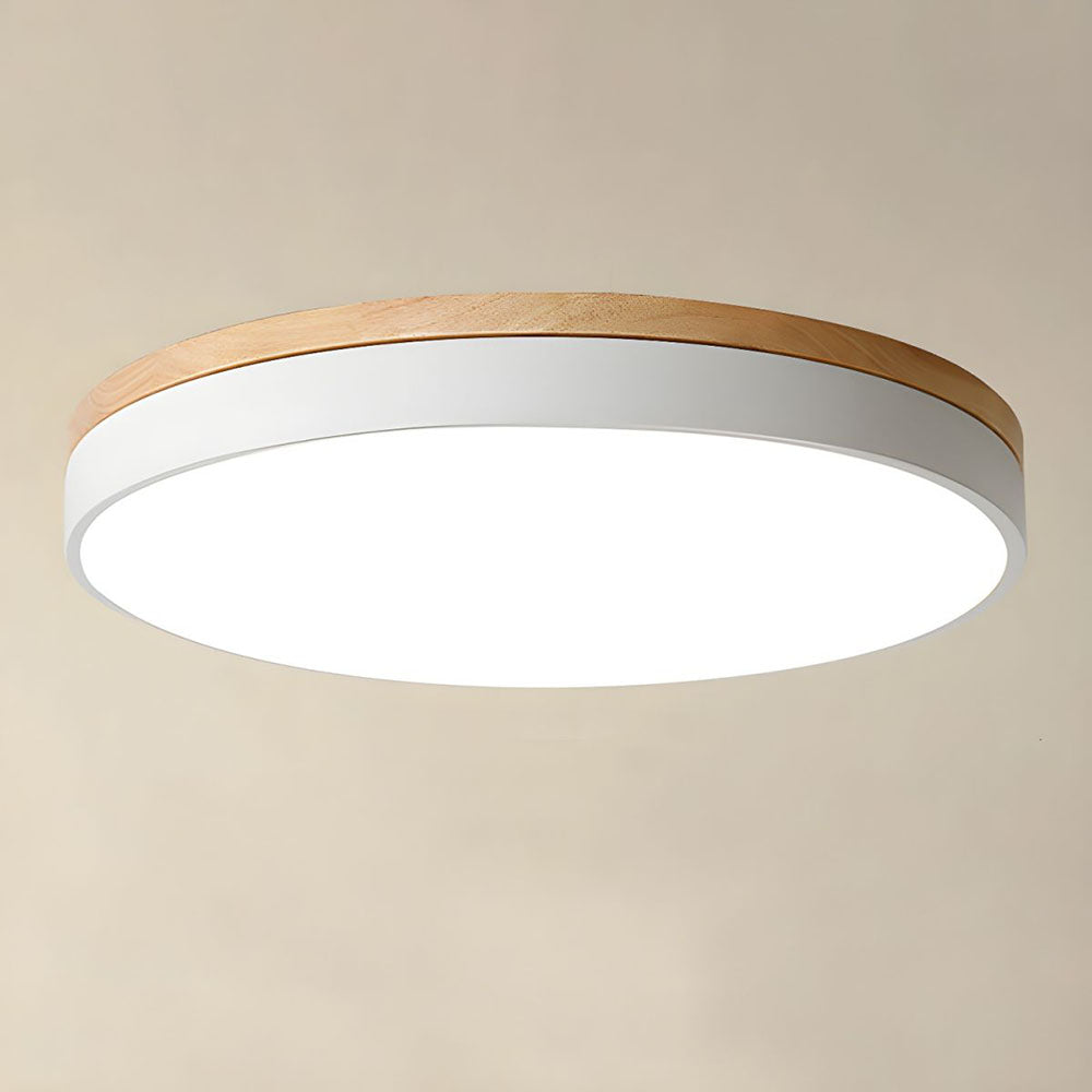 Plafondlamp Hout Rond LED met Acryl – Dimbaar Warm Licht Scandinavisch Design Woonkamer Slaapkamer 30cm 40cm 50cm 60cm | Sansoti