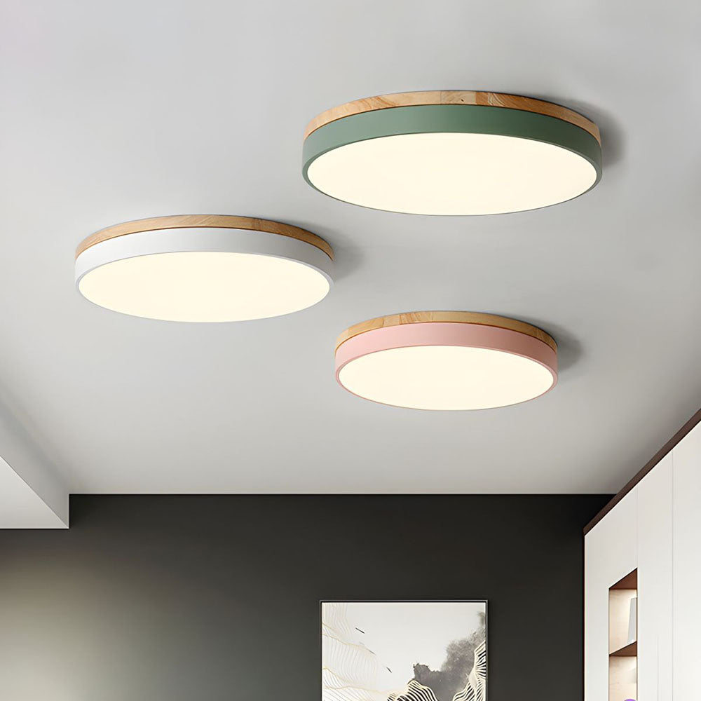 Plafondlamp Hout Rond LED met Acryl – Dimbaar Warm Licht Scandinavisch Design Woonkamer Slaapkamer 30cm 40cm 50cm 60cm | Sansoti