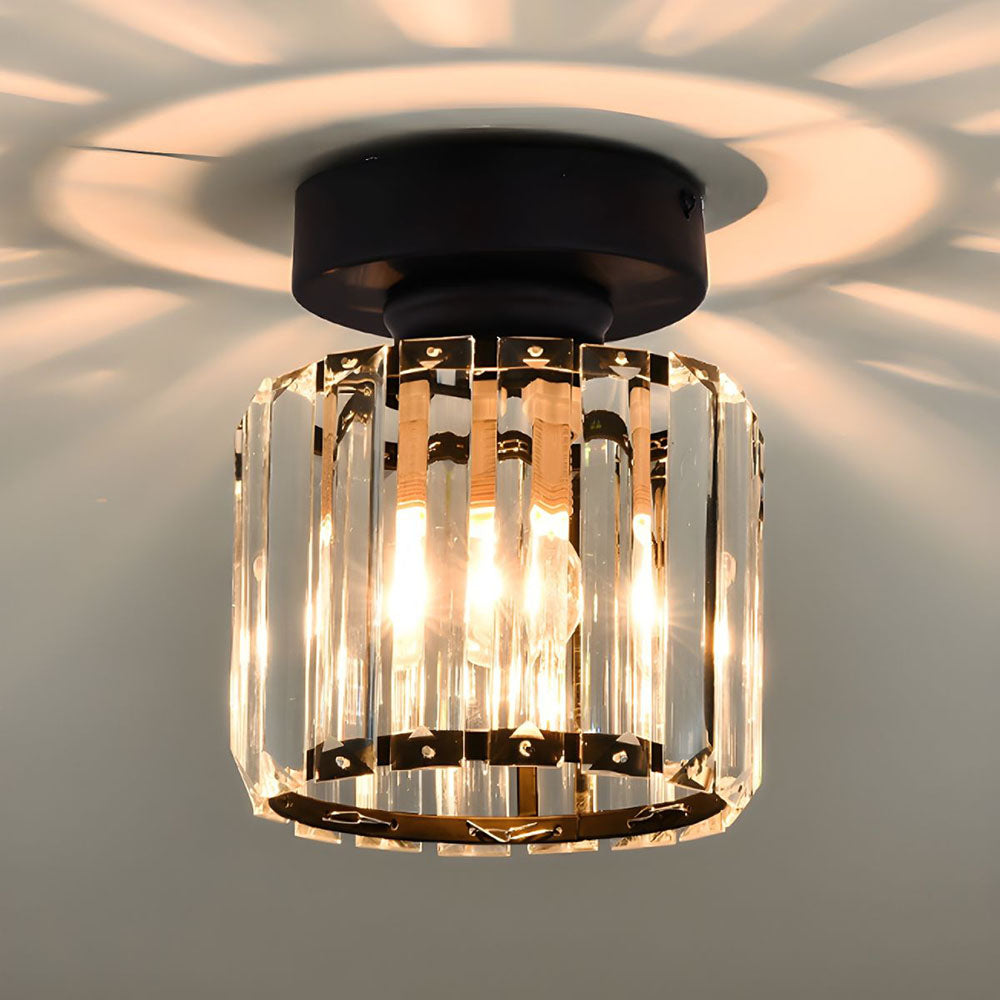 Plafondlamp Kristal Zwart Zilver Goud E27 Opbouw Modern Hal Woonkamer | Sansoti