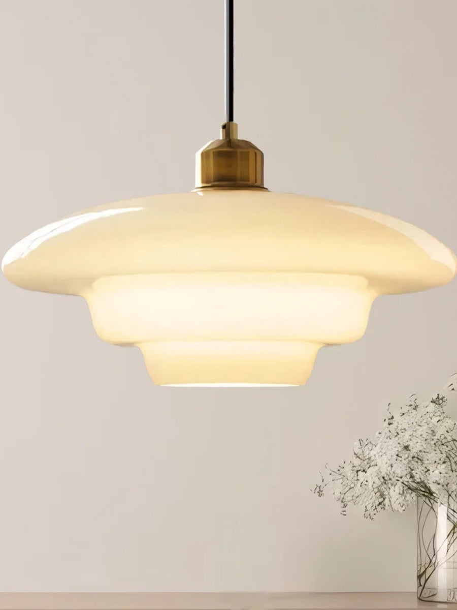 Glazen Hanglamp met Gelaagd Design – Melkwit Matglas voor Eetkamer en Woonkamer | Sansoti